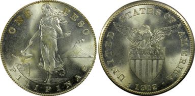 1912-S Peso KM-172  Ag MS65+