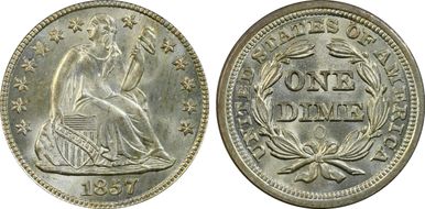 1857-O 10C MS66+