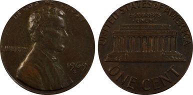 1969-S 1C Doubled Die Obverse AU58BN