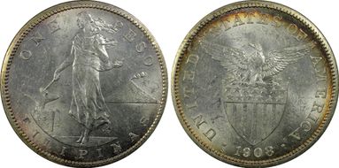 1908-S/S Peso Allen-17.03a MS62