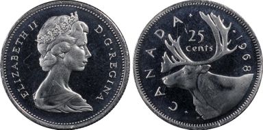 1968 25C Nickel PL65