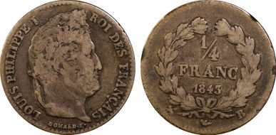 1843-B 1/4 Fr Gad-355 F-166 F12