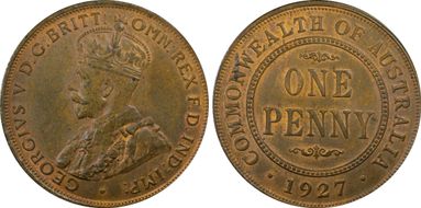 1927 (m) 1D English obverse MS64BN