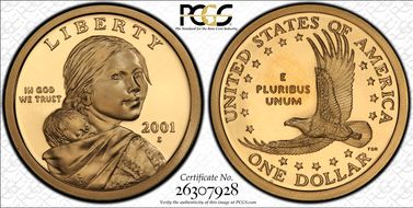 2001-S SAC$1 PR70DCAM