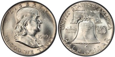 1949 50C Obv Die Clash FS-402 MS64FBL