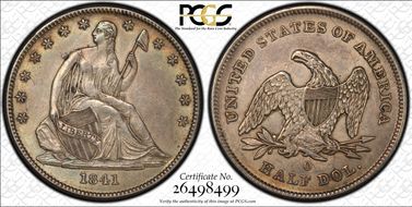 1841-O 50C WB-1, Large O AU53