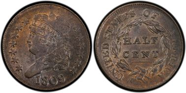 1809 1/2C Circle in 0 MS62BN