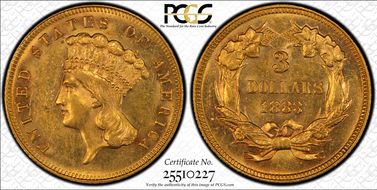 1883 $3 MS62