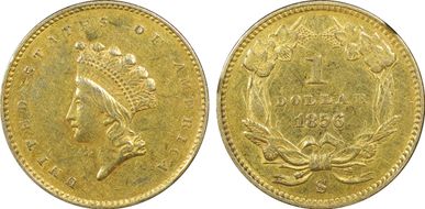 1856-S G$1 AU55