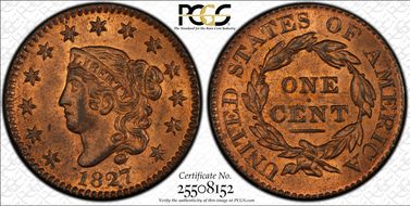 1827 1C Newcomb 11 MS64+ RB