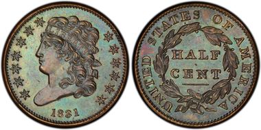 1831 1/2C Original PR63+ BN