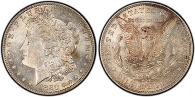 1880-O $1 VAM 43 Doubled Ear AU58