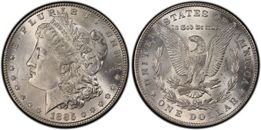 1885 $1 VAM 22 Dash MS64