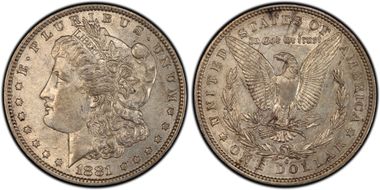 1881-O $1 VAM 27 Doubled Ear AU53