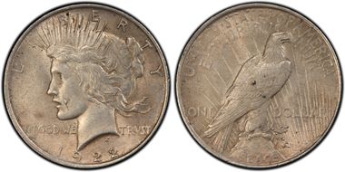 1922 $1 Scar Cheek, VAM 5A AU55