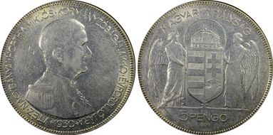 1930-BP 5 Pen KM-512.1  Ag AU50