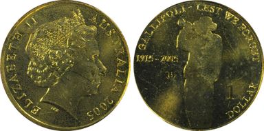 2005-B $1 Gallipoli Counterstamp MS65