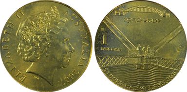 2007-C $1 Sydney Harbour Bridge Counterstamp MS67