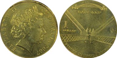 2007-S $1 Sydney Harbour Bridge Counterstamp MS66