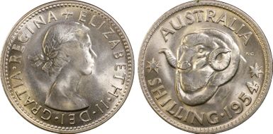 1954(m) Shil KM-53  Ag MS64