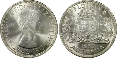 1960(m) Florin KM-60  Ag MS66
