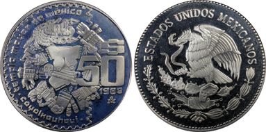 1983-Mo 50 Peso Coyolxauhqui KM-490 PR68DCAM