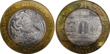 2005-Mo 100 P Bank of Mexico 80th Ann. MS64