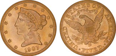 1907-D $5 MS63