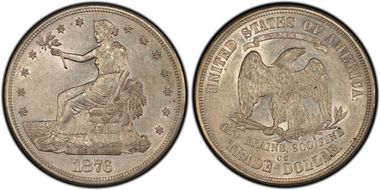 1876-CC T$1 Doubled Die Reverse AU53