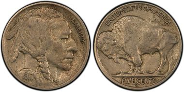 1917-S 5C 2 Feathers, FS-401 XF45