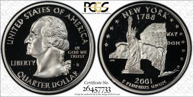 2001-S 25C New York Silver PR70DCAM