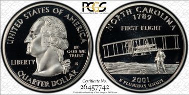 2001-S 25C North Carolina Silver PR70DCAM
