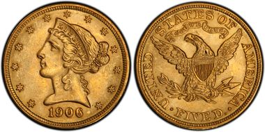 1906 $5 RPD FS-301 MS63