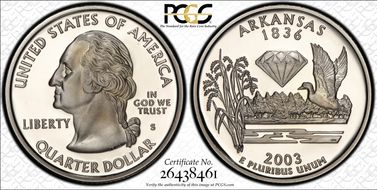2003-S 25C Arkansas Silver PR70DCAM