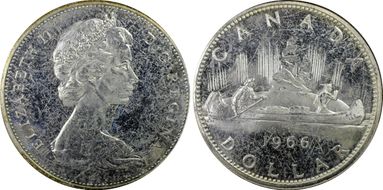 1966 S$1 Small Beads Ag PL64