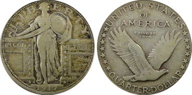 1917-D 25C Type 1 VF25