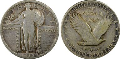 1917-D 25C Type 2 XF40