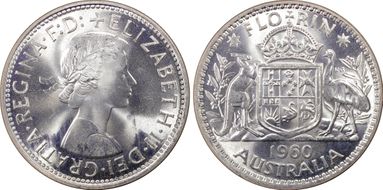 1960(m) Florin KM-60  Ag MS66