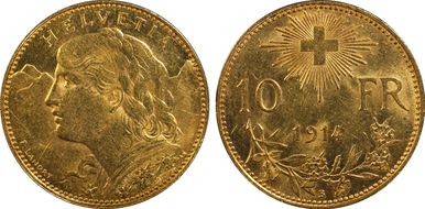 1914 B 10 Fr KM-36  Au MS62