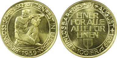 1939 B 100 Fr Luzern Haberling-23 MS65