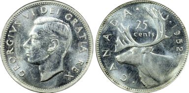 1952 25C High Relief MS62