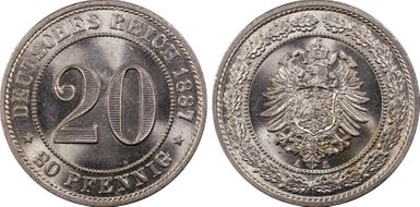 1887-A 20 Pfg J-6 MS66