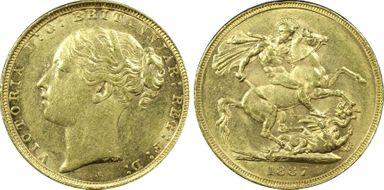 1887-M Sov S-3857C   Y. Head / St. George AU58