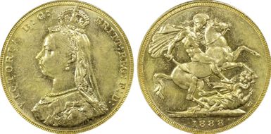 1888-M Sov S-3867A 1st Obverse Angled J AU55