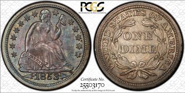 1853 10C Arrows MS64