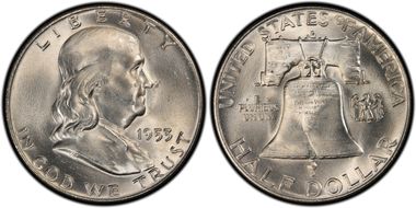 1953-D 50C Obv Die Clash FS-402 MS64