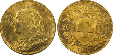 1925 B 20 Fr KM-35.1  Au MS64