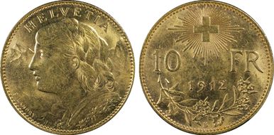 1912 B 10 Fr KM-36  Au MS62