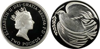 1995 £2 S-K5 End of World War II Ag PR68DCAM
