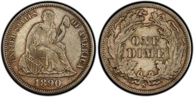 1890-S/S 10C RPM FS-501, F-107 (FS-006) AU58